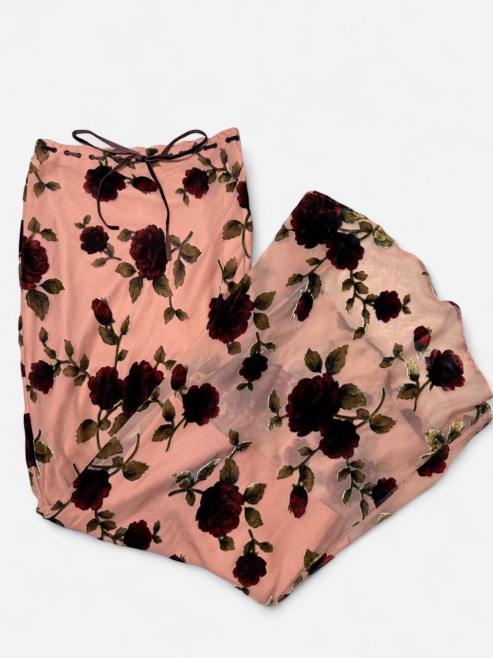 House of CB Floral Velvet Burnout Maxi Skirt